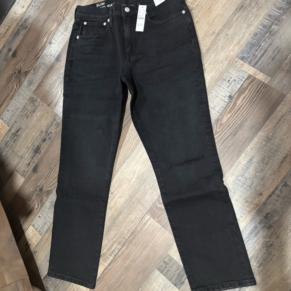 J.Crew Slim‎ Boyfriend Jeans Distressed Black Wash High Rise